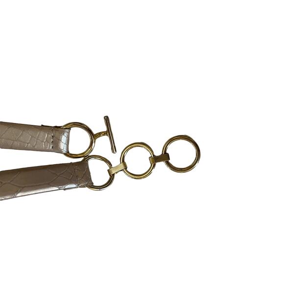 Via Spiga Matte Gold Skinny Italian Leather Belt Gold Buckle sz m - Picture 3 of 7